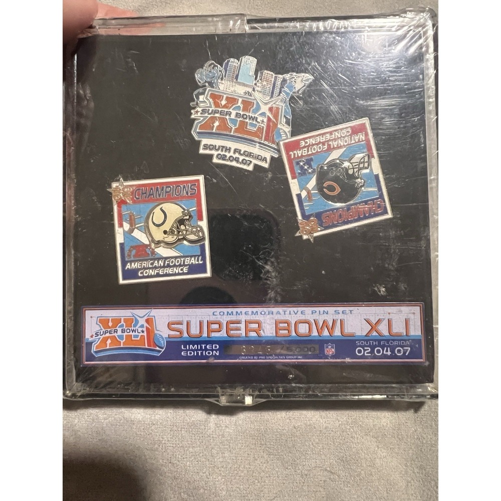 NFL Colts & Bears Super Bowl XLI Commemorative Pin Set, 3245/5000 Sealed Set